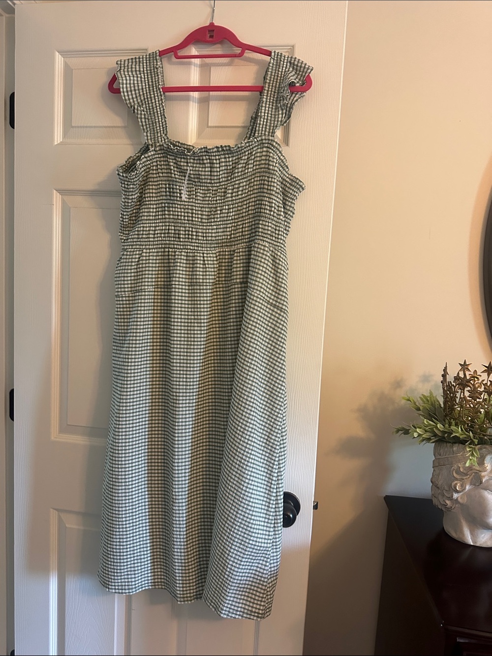 Old Navy Green and White Gingham Sundress